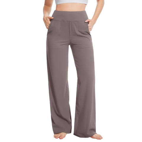 Talovee Pantalones De Yoga Mujer Pierna Ancha Cintura Alta Con Bolsillos, Talla L
