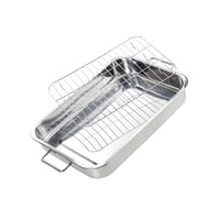 Magideal - Bandeja Para Asar, Bandeja Para Hornear, Barbacoa, Bandeja Rectangular Para Hornear, Bandeja Para Horno, Bandeja Para Hornear, Pollo Asado, Pavo, Band 39X28X6Cm