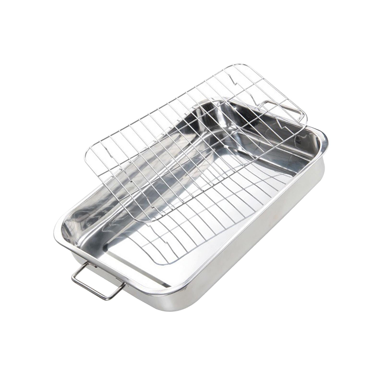 Magideal - Bandeja Para Asar, Bandeja Para Hornear, Barbacoa, Bandeja Rectangular Para Hornear, Bandeja Para Horno, Bandeja Para Hornear, Pollo Asado, Pavo, Band 39x28x6cm
