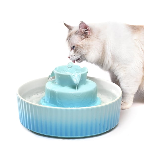 Fuente de Agua para Gatos NautyPaws 2,1 L Azul Cielo con Filtros de Carbón y Espuma