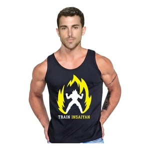 Persodesign - Polera Diseño Train Insaiyan Musculosa Tank Gym Life Talla L Negro Hombre