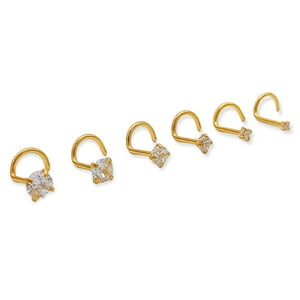 Elbauldejuma - Set 6 Piercing Nostril Tipo S Punk Chapados En Oro 18K