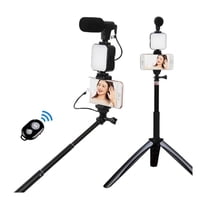 Bazuca - Kit Vlogging Palo Selfie Luz Control Bluetooth Microfono Youtube