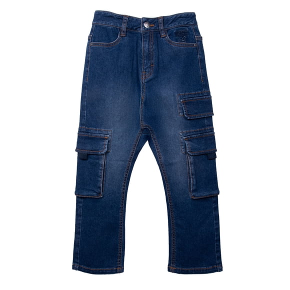 Jeans Niño Cargo Cintura Ajustable Azul