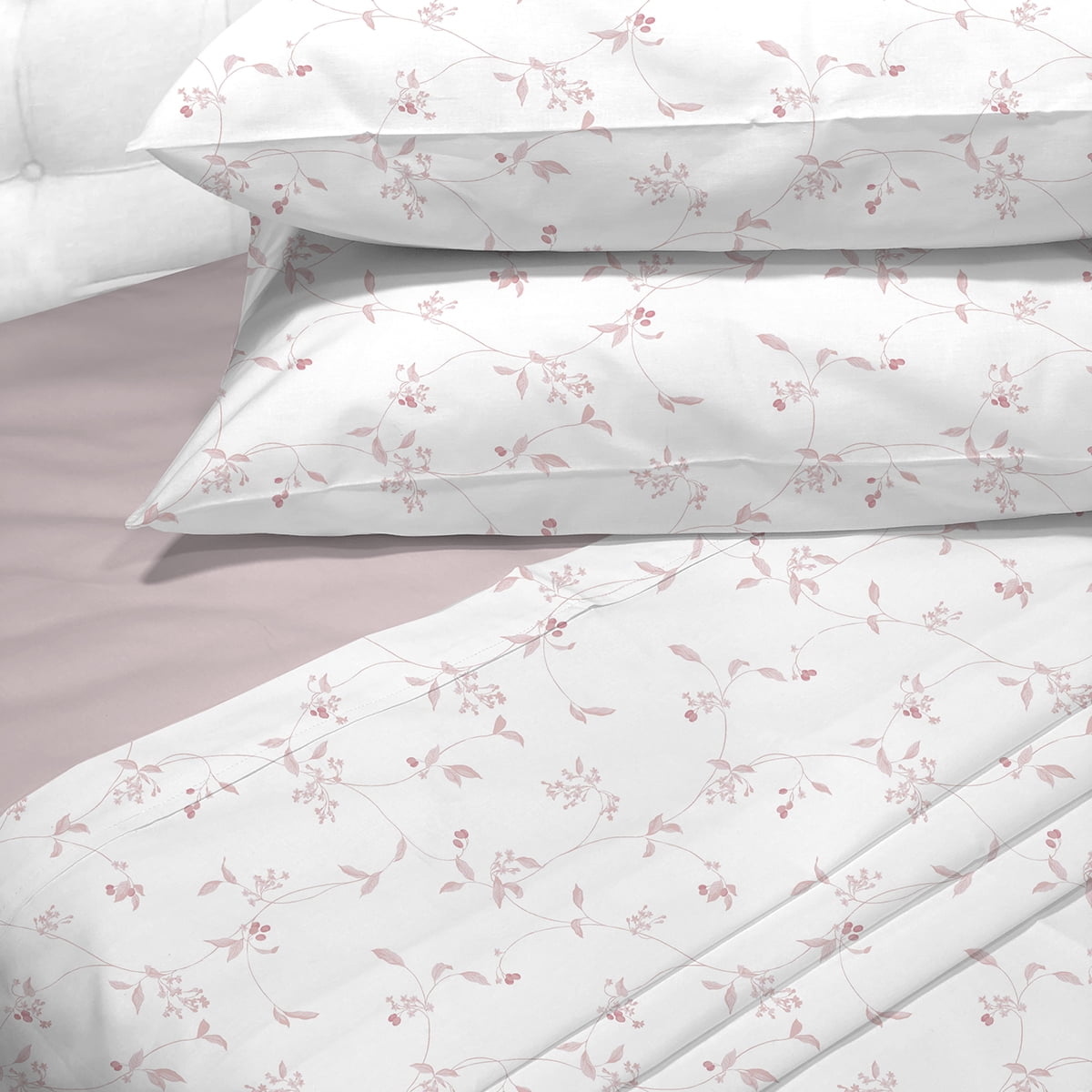 Sabanas Andes 180 Hilos Estampada Enredadera Rosa 1.5 Plazas