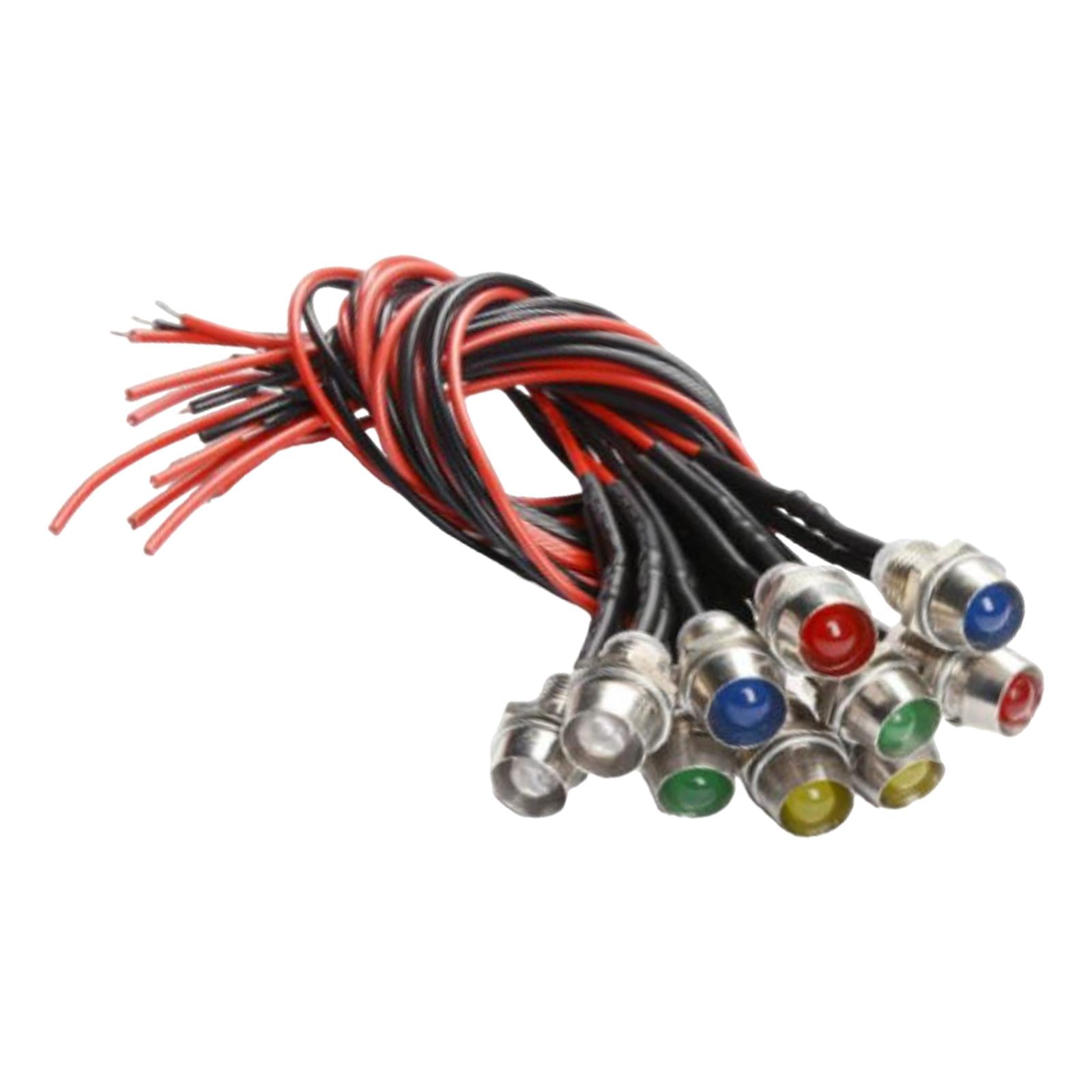 Magideal - 10 Luces Indicadoras Led, Lámparas De Señal Con Cables De 22 Cm, Luces De Advertencia De Fácil Instalación, Luces De Señal Para Barcos Y Furgonetas