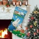 thumbnail image 1 of MIFFY Tema: Calcetines de Navidad, fino lino blanco para colgar en escaleras y chimenea, decoración navideña para el hogar, regalo de Navidad. 54cm × 38cm, 1 of 5