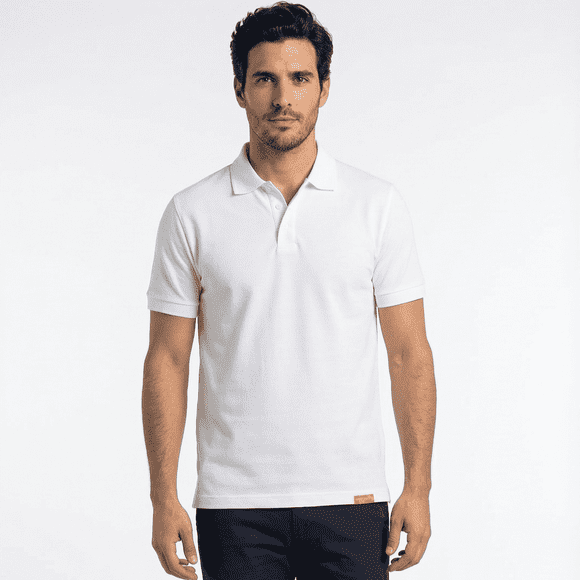 Polera Polo 60% Algodón Manga Corta Hombre Blanco