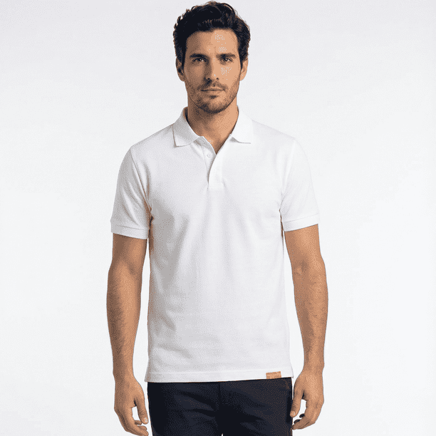 Polera Polo 60% Algodón Manga Corta Hombre Blanco