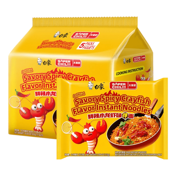Ramen Picante Crayfish Baixiang Pack 5 Unidades 113g