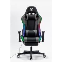Crusec - Silla Gamer Luz Rgb Soporte Lumbar Reclinable Reposapiés