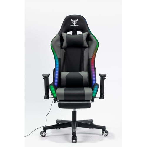 Crusec - Silla Gamer Luz Rgb Soporte Lumbar Reclinable Reposapiés