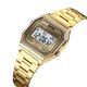 thumbnail image 3 of Reloj PASOY digital para hombre, acero inoxidable dorado, 3 ATM, resistente al agua, 3 of 7