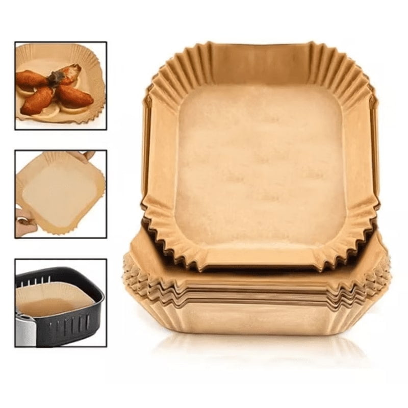 Genérico - Pack 50 Forros Airfryer Papel Antiadherente Freidoras Cuadrado 16cm