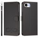 thumbnail image 2 of Funda de Cuero Tipo Billetera para Apple iPhone 17e / 16e 6.1", con Tarjetero, Correa para Muñeca, Soporte a Prueba de Golpes con Relieve de Patrón Feliz, Funda de Teléfono, Negro, 2 of 8