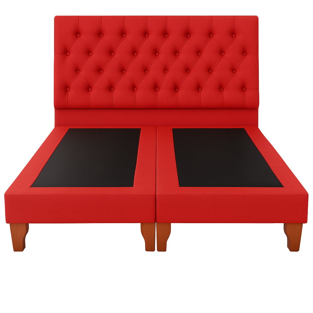 Ethan Desing - Cama 2 Plazas Modelo Capitoné Rojo Italiano