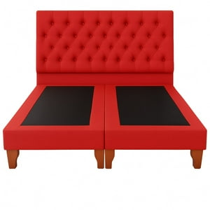 Ethan Desing - Cama 2 Plazas Modelo Capitoné Rojo Italiano