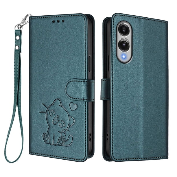 Funda de Gato tipo Libro para Samsung Galaxy S25 Edge, Verde Oscuro