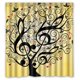 thumbnail image 1 of Cortina de ducha con diseño de árbol con notas musicales y ganchos, tamaño 66 x 72 pulgadas, 1 of 3