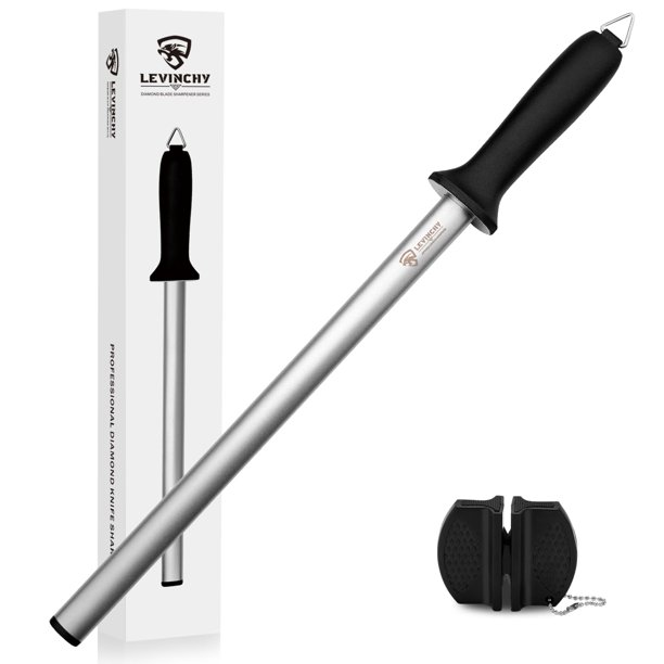 Afilador de cuchillos LEVINCHY Diamond de acero de 30 cm con revestimiento de diamante