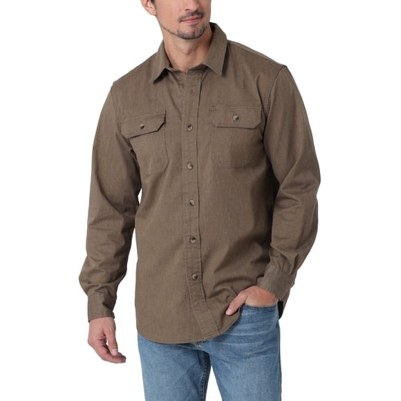 Camisa Wrangler Authentics de manga larga, tejido clásico, corte holgado