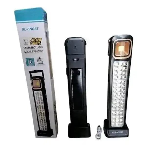 Leon Import - Lámpara Luz Solar De Emergencia Recargable 48 Led Foco Usb Color Negro