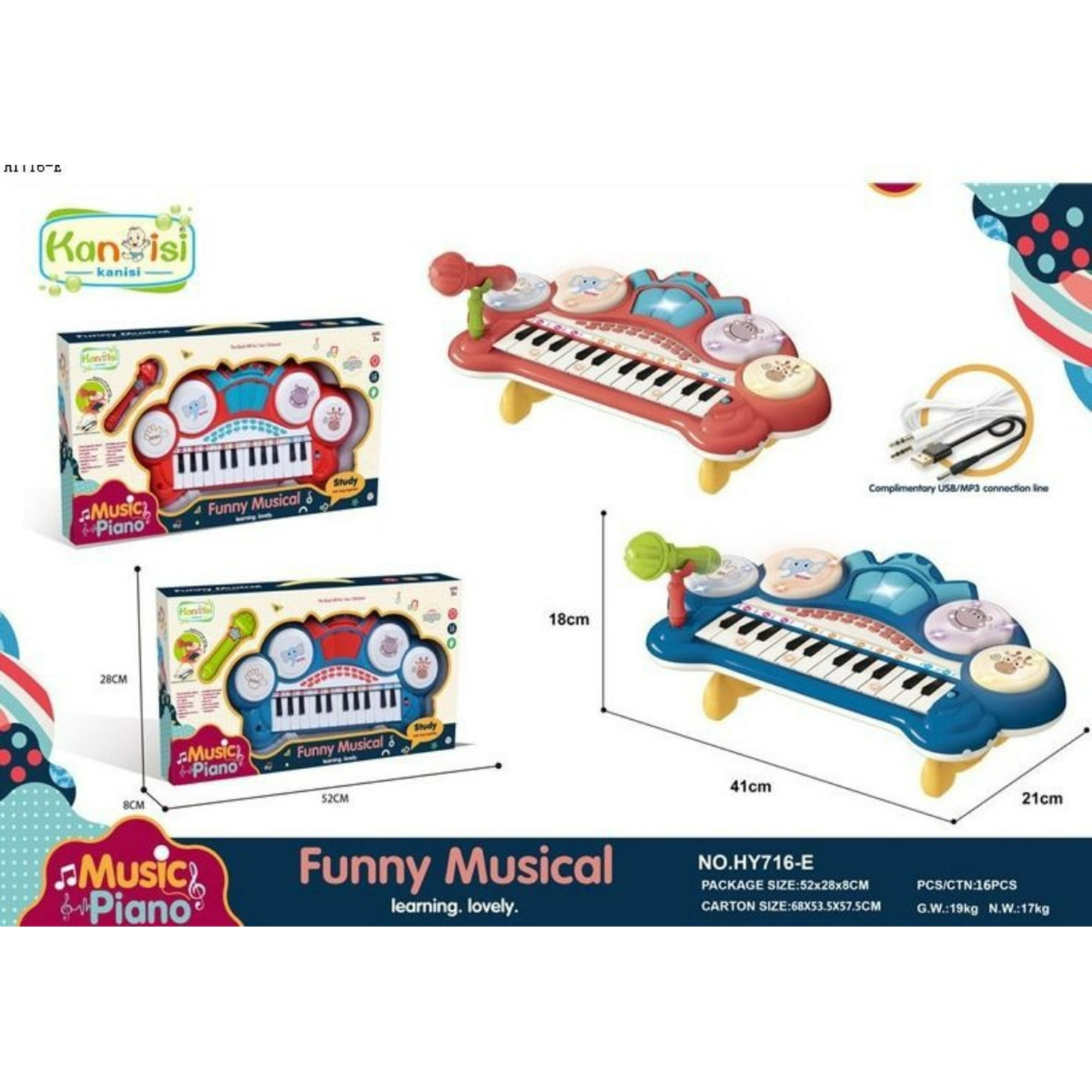 Genérico - Piano De Teclado Electrónico Para Niños Con Micrófono Rosa