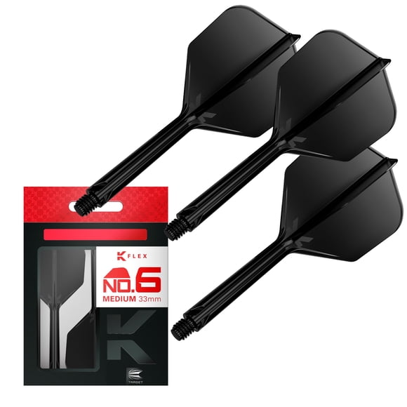 Alas de dardo Target Darts Nº6 negras 33 mm (paquete de 3)