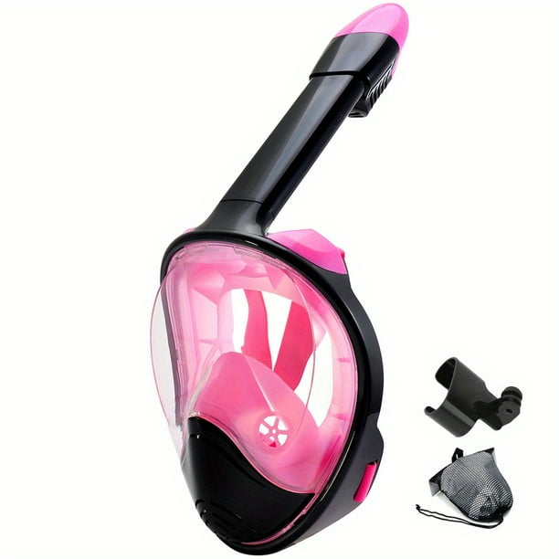 Full Face Snorkel Mask With Camera Mount, 180 Degree Panoramic View Anti-Leak Snorkeling Swimming Diving Goggle For Adults