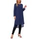 thumbnail image 2 of INSPIRE CHIC Blusas de mujer con bajo alto bajo, cuello redondo, blusa de gasa asimétrica, camisa suelta de manga larga con abertura lateral, tops casuales M azul oscuro, 2 of 6