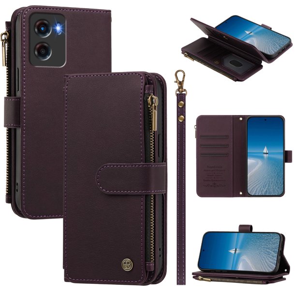 Cartera Motorola Moto E15 con Cierre Magnético, Morado
