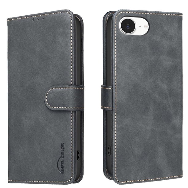 Funda Billetera para iPhone 16E Protección RFID y Soporte Ajustable Negro