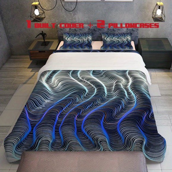 3pcs Source Ripple Cool Future Pattern Bedding Set Quilt Cover and Pillowcase