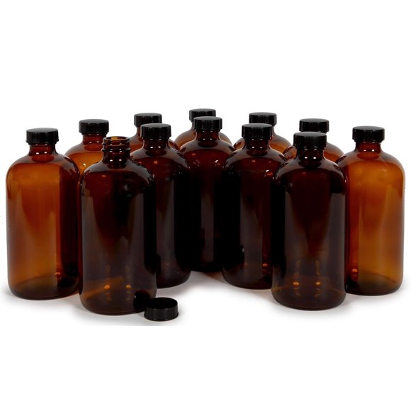 Botellas Vivaplex 473 ml Ámbar - Pack de 12 con Tapas