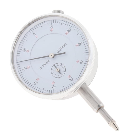 Indicador de dial mecánico Aleación de color blanco Medición de la cara Vertical Precisión de 0,01 mm Indicador central Medidor de escala para el eje Con oreja