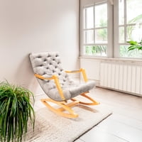 Diseños Valestrini - Silla Mecedora Con Apoya Brazo Felpa Gris