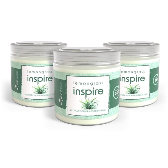 Toallitas en gel eliminadoras de olores Inspire Lemongrass, 450 ml, paquete de 3