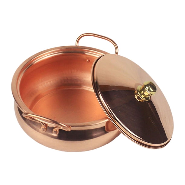 Olla De Cobre Puro, Olla Binaural Con Tapa, Sartén Para Guisar, Utensilios De Cocina De Cobre De 26cm