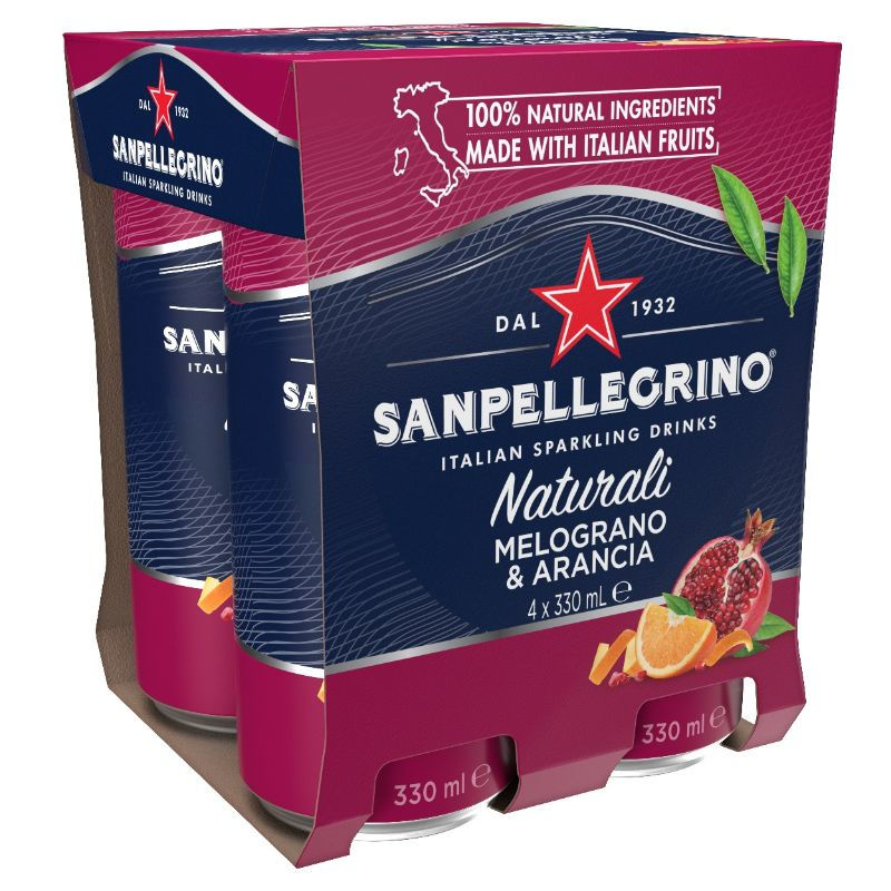 Agua Saborizada Melograno Y Aranciata Pack 4 Lata 330 ml San Pellegrino