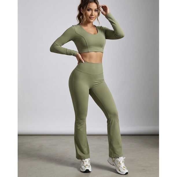 Set Athleisure Mujer Flare 2 Piezas Calza y Peto Manga Larga - ZL015
