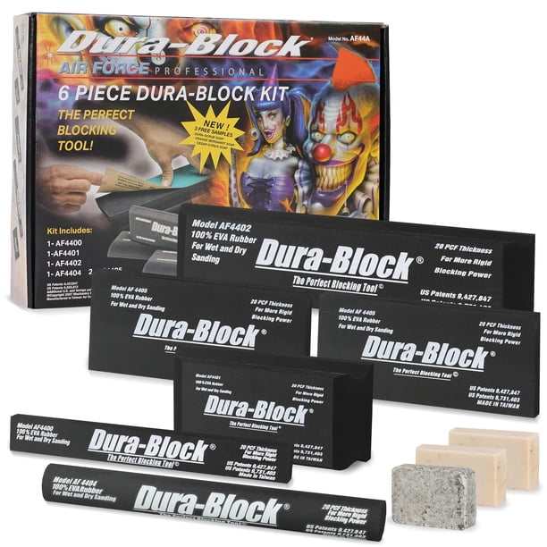 Juego de bloques de lijado Dura-Block de espuma EVA flexible, 6 piezas, para automóviles