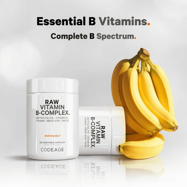 Suplemento de complejo de vitamina B sin procesar Codeage, 60
