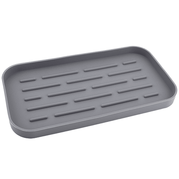 Soporte para esponjas: bandeja organizadora de silicona para fregadero de cocina, para esponjas, dispensadores de jabón y otros accesorios para lavavajillas.