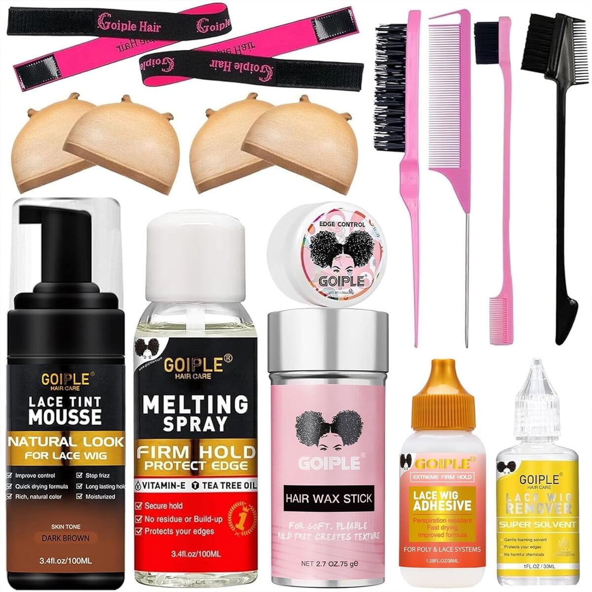 Kit Completo Goiple Pegamento Para Pelucas Lace 12 Piezas