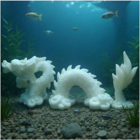 Escultura Livelyfish – Estatua de Dragón de Piedra Arenisca Blanca