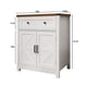 thumbnail image 3 of White & Wood-Grain Top Farmhouse Barn-Door Storage Cabinet, Coffee Bar Buffet Sideboard with Drawer for Kitchen & Living Room, 3 of 3