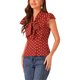 thumbnail image 4 of INSPIRE CHIC Blusa de Mujer para Regreso a Clases Lunares Lazo Cuello Volantes Manga Corta Top para Trabajar XL Rojo, 4 of 5