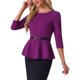 thumbnail image 4 of INSPIRE CHIC Blusas Peplum para Mujeres Regreso a Clases Atuendo de Maestra Manga 3/4 Blusa Elegante de Trabajo con Cinturón M Púrpura, 4 of 6