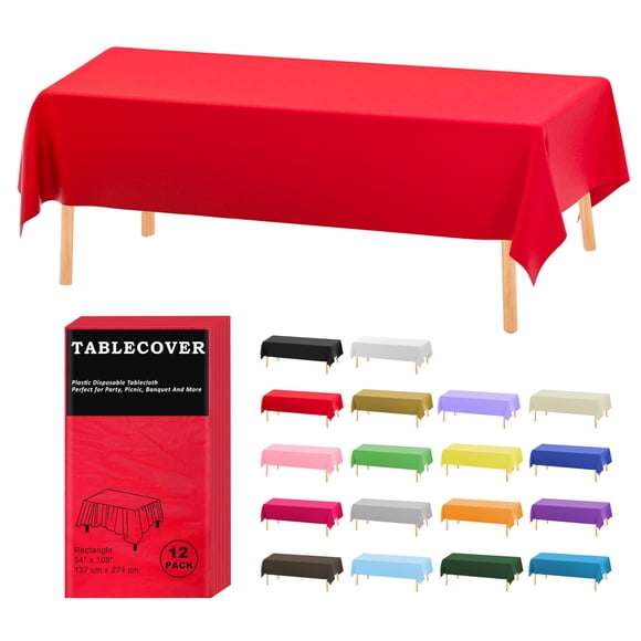 Mantel desechable D&Z 12 unidades rojo 137 cm x 274 cm