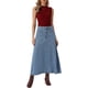thumbnail image 2 of INSPIRE CHIC Falda Maxi Casual de Mezclilla para Mujeres de Cintura Alta con Panel Acampanado Larga en Azul Claro, 2 of 6